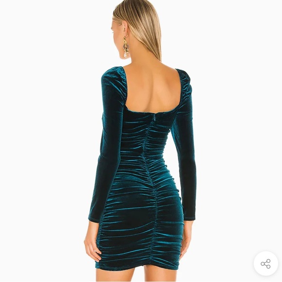 Lovers & Friends Green Ruched Bodycon Velvet Dress - Picture 2 of 3